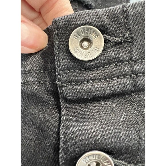 Hot Topic Denim Jean Overall Shorts Shortalls Womens S Black Wash Raw Fringe Hem - Picture 3 of 7